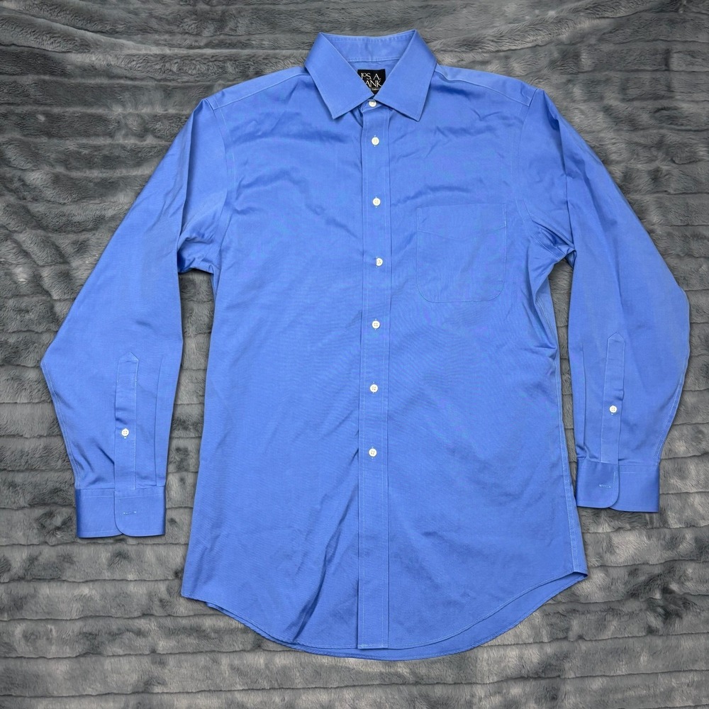 Jos A Bank Travelers Collection Blue Tailored Fit Dress Shirt 15.5 33 8523